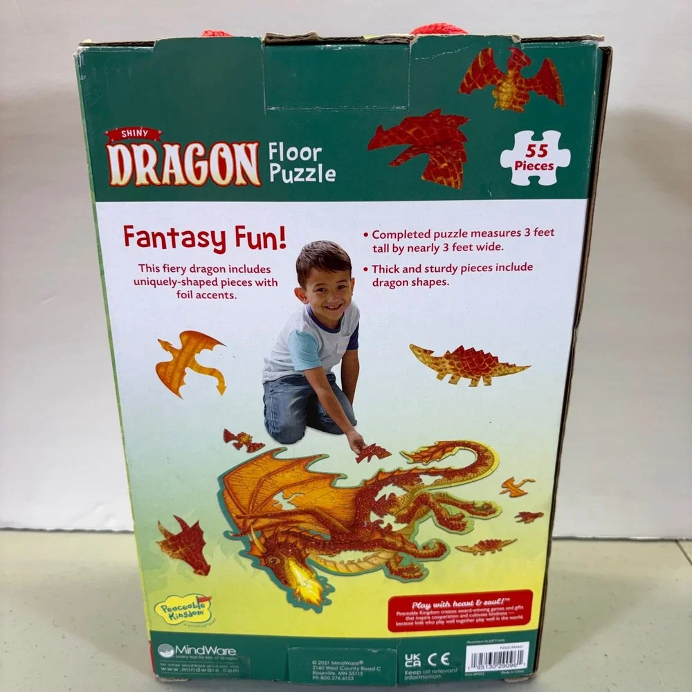 Peaceable Kingdom Shiny Dragon Floor Puzzle 55 Piece Foil Accents Ages 5+ PZ52